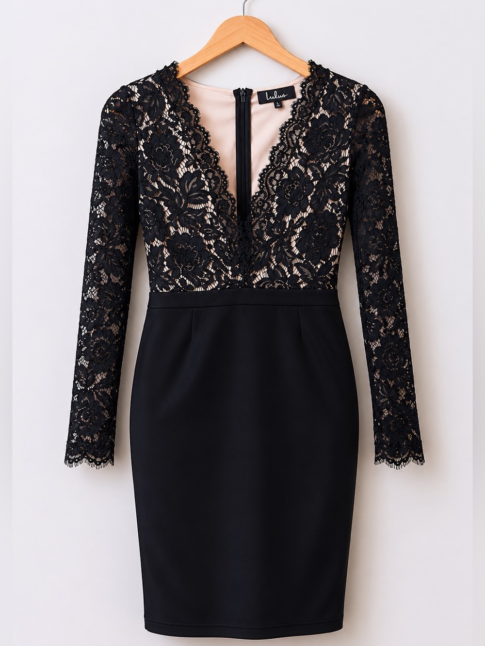 NWT New Lulu's Swoon-er or Later Black Lace Dress with Nude Lining Large L